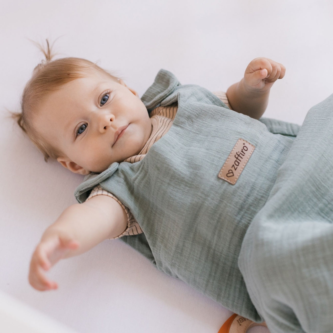 Musselin-Schlafsack Malaga 2,5 TOG, Mint – Detailansicht Musselin
