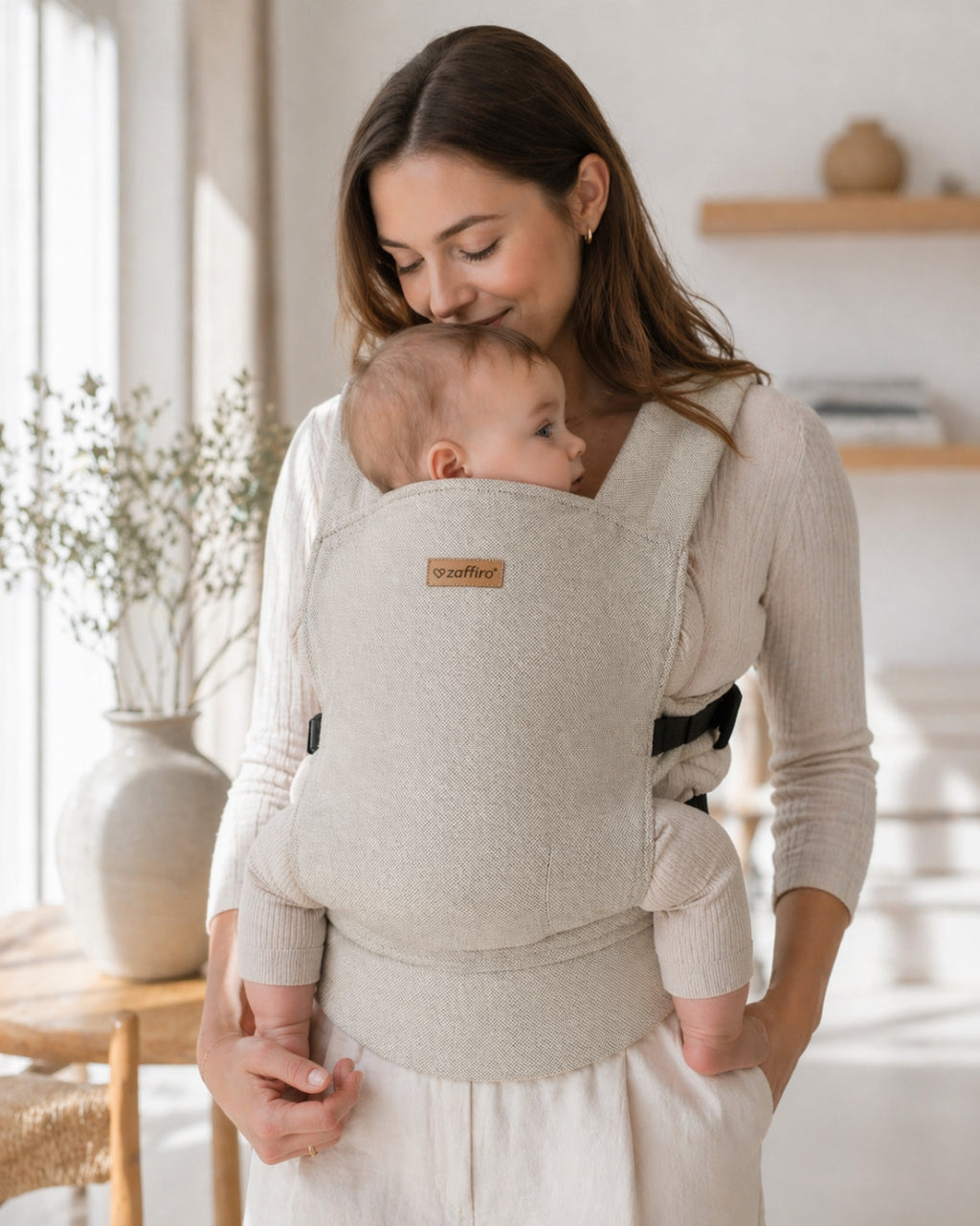 Babytrage BabyFlow, Beige – Vorderansicht