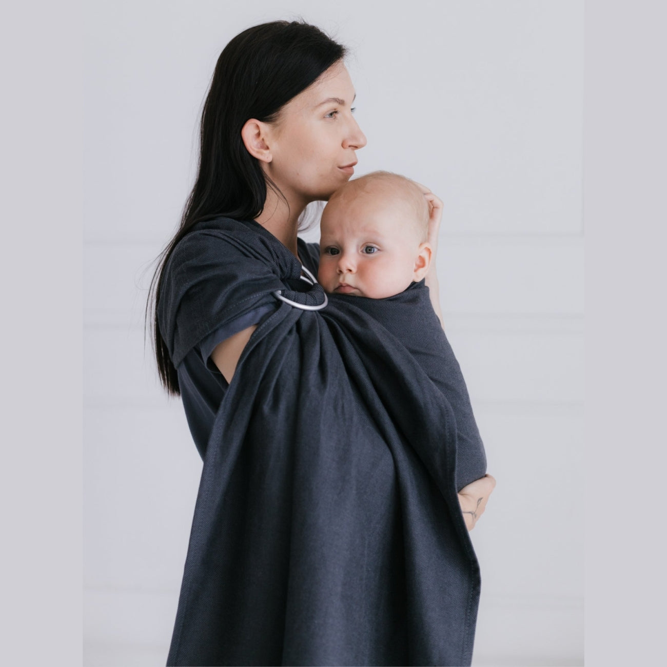 Ringtragetuch HugMe, Anthracite – Baby Ringtragetuch mit verstellbaren Ringen