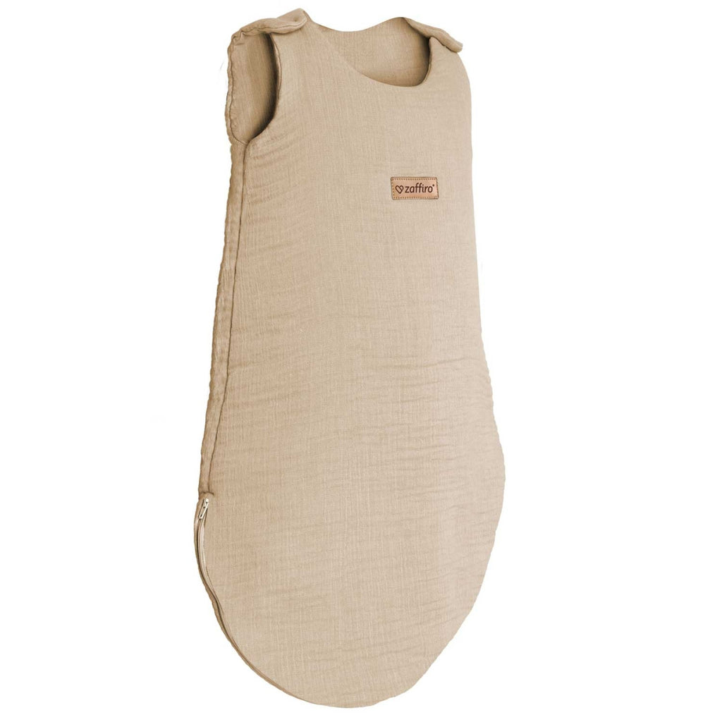 Musselin-Schlafsack Malaga 0,5 TOG, Beige – Vorderansicht
