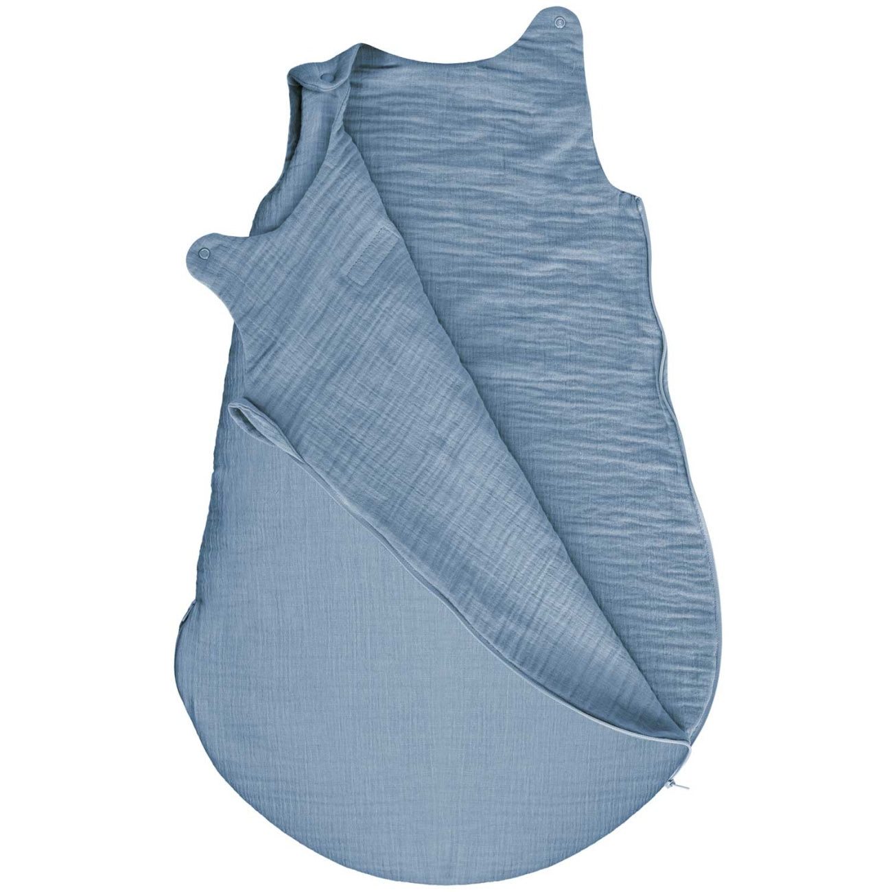 Musselin-Schlafsack Malaga 1,5 TOG, Baby Blue – Rückenansicht
