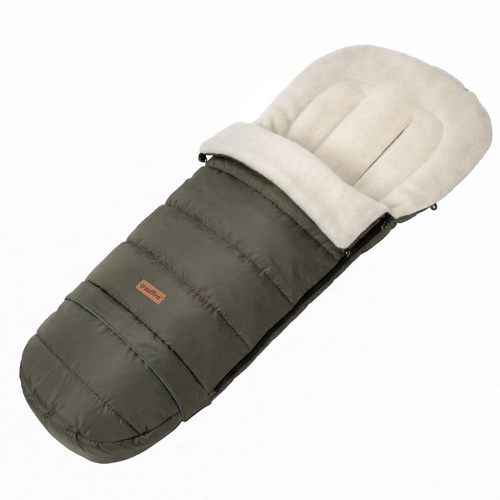 Fußsack iGrow Aspen, Khaki – mitwachsender Babyfußsack 0–36 Monate