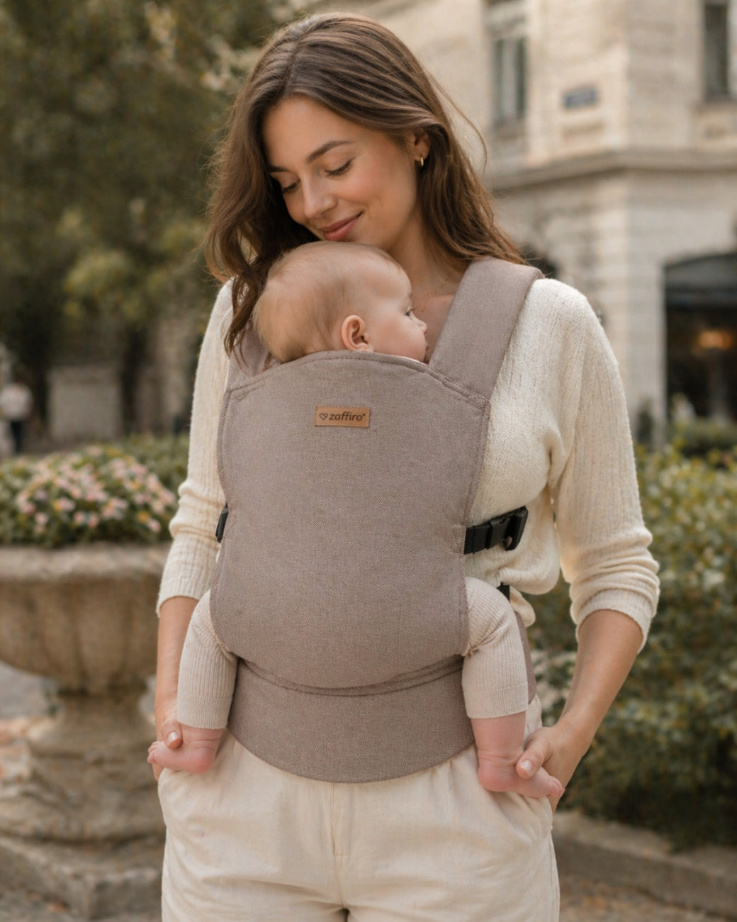 Babytrage BabyFlow, Latte – Vorderansicht