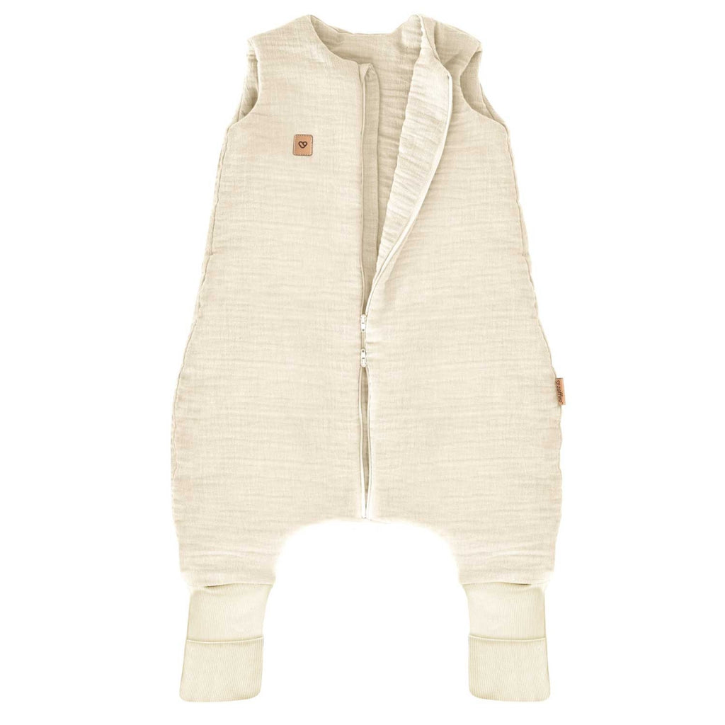Musselin-Schlafsack Malaga mit Beinen 1,5 TOG, Vanilla – Seitenansicht