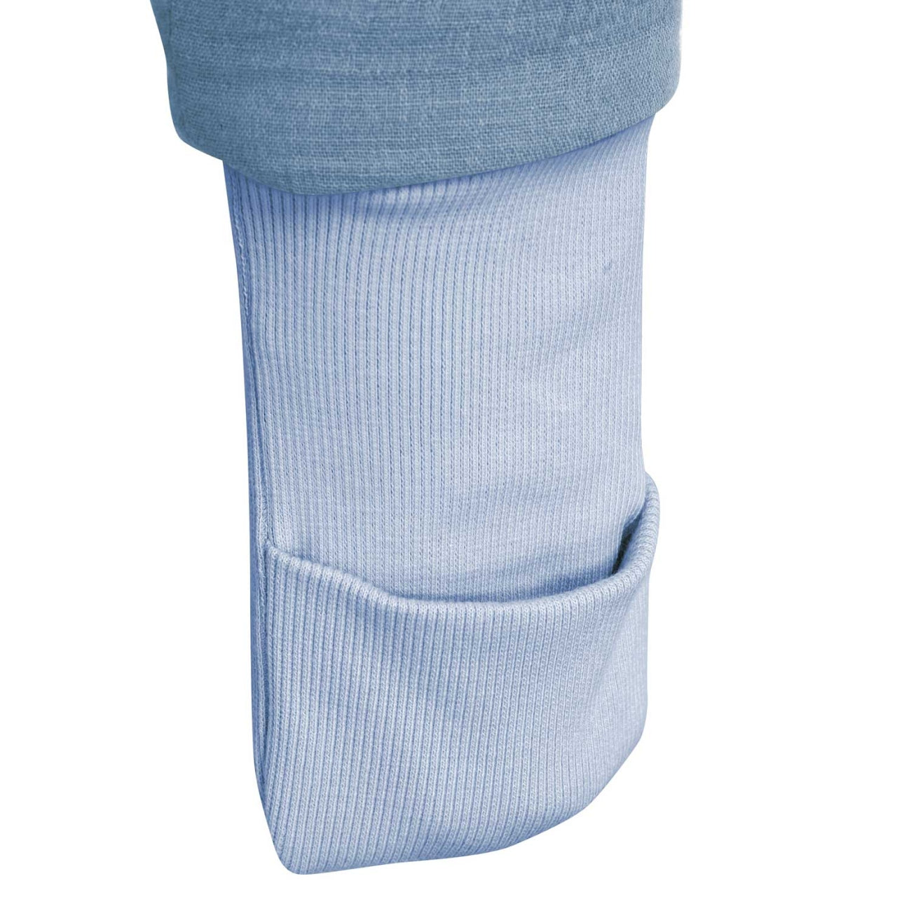 Musselin-Schlafsack Malaga mit Beinen 0,5 TOG, Baby Blue – Rückenansicht