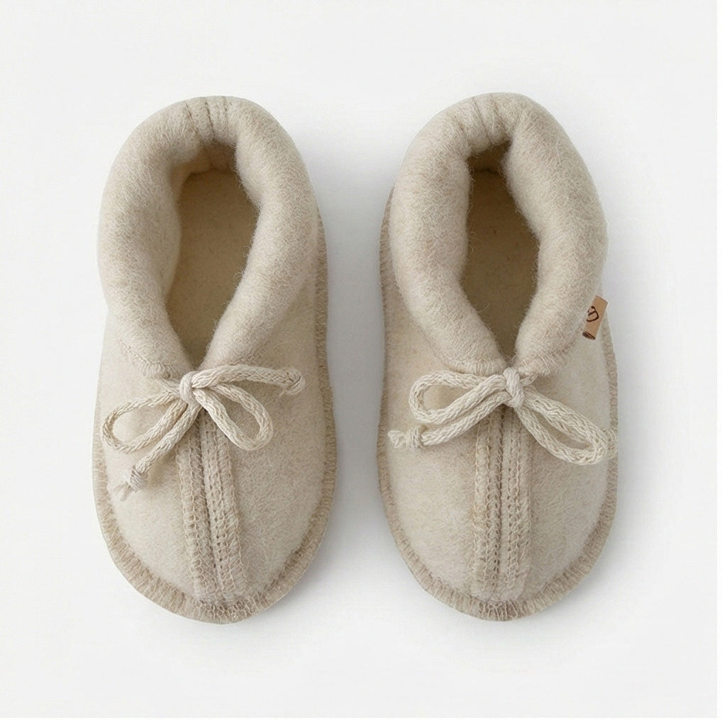 Wollschühchen Sierra, Beige – Baby Wollschühchen aus Merinowolle