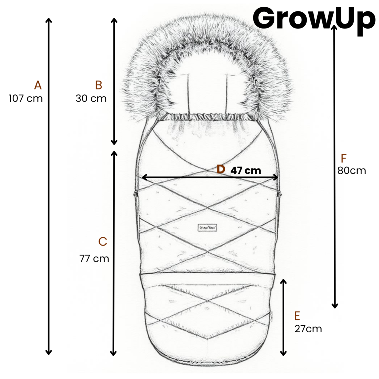Fußsack GrowUP Aspen, Latte – Detailansicht Wollqualität