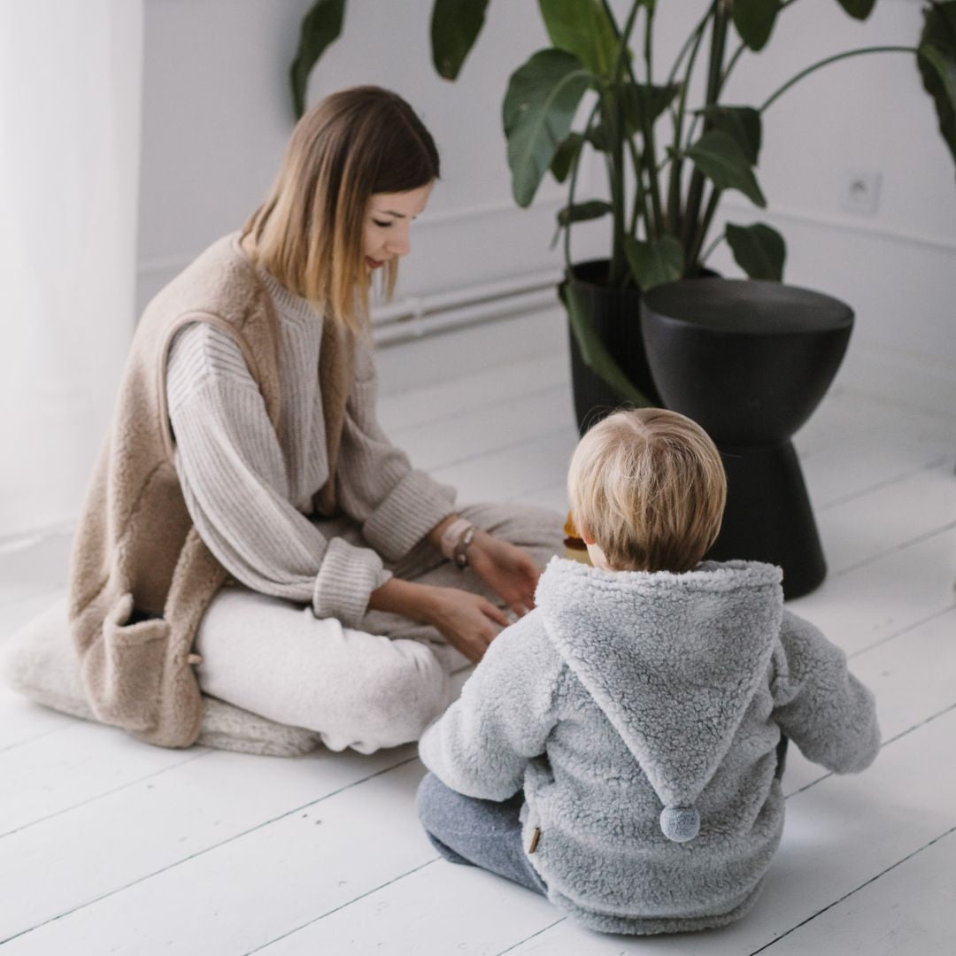 Kinder-Wolljacke Meri Nevada, Grey – Rückenansicht