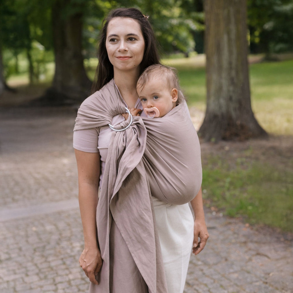 Ringtragetuch HugMe, Latte – Detailansicht Ring