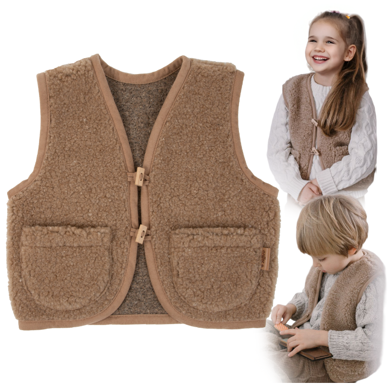 Kinder-Wollweste Nevada, Brown – Rückenansicht
