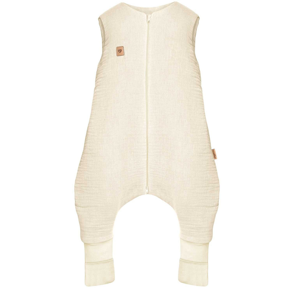 Musselin-Schlafsack Malaga mit Beinen 2,5 TOG, Vanilla – warmer Winterschlafsack mit Beinöffnungen für Kleinkinder