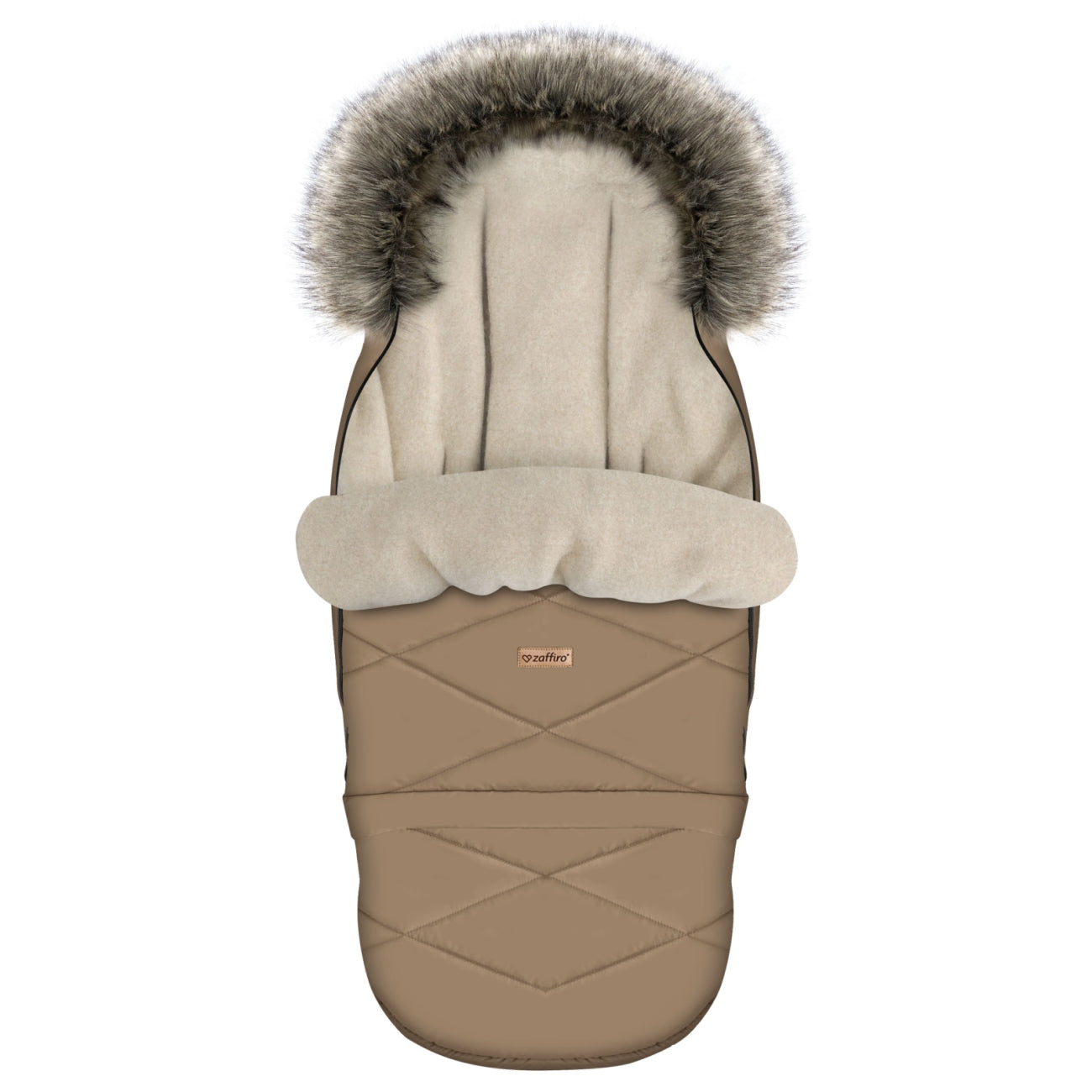 Fußsack GrowUP Aspen, Latte – Vorderansicht Kinderwagen