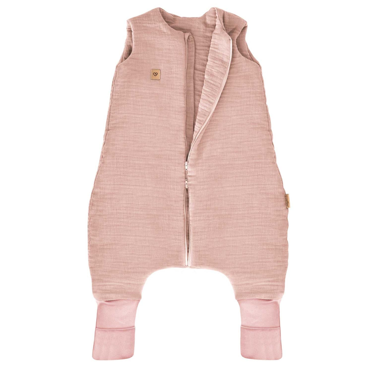 Musselin-Schlafsack Malaga mit Beinen 1,5 TOG, Baby Pink – Seitenansicht