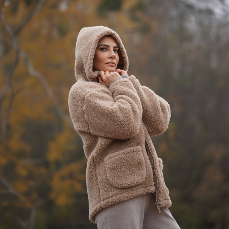 Wolljacke Zoya Nevada Brown – Seitenansicht
