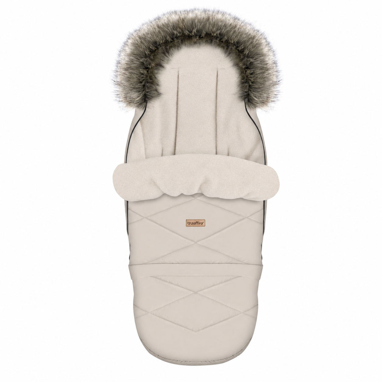 Fußsack GrowUP Aspen, Vanilla – Vorderansicht Kinderwagen