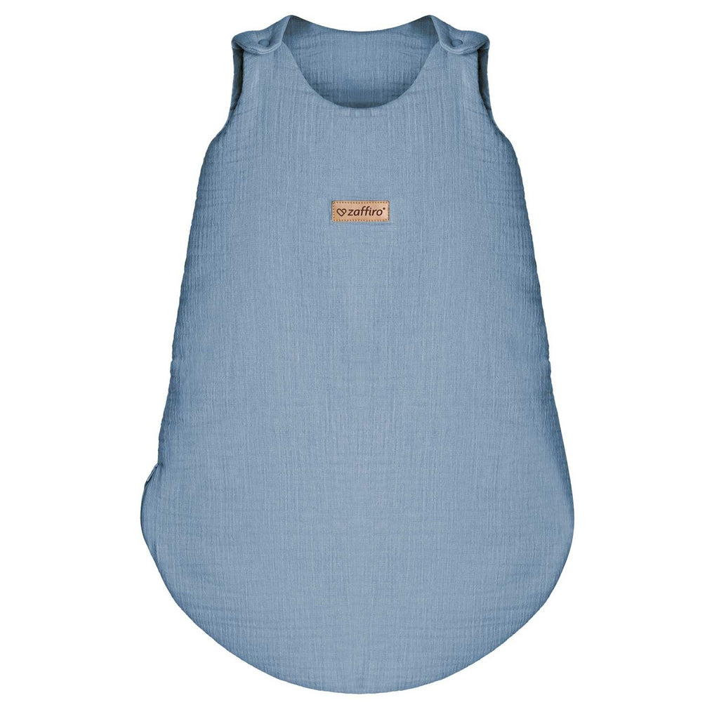 Musselin-Schlafsack Malaga 2,5 TOG, Baby Blue – warmer Baby Schlafsack für kühle Nächte
