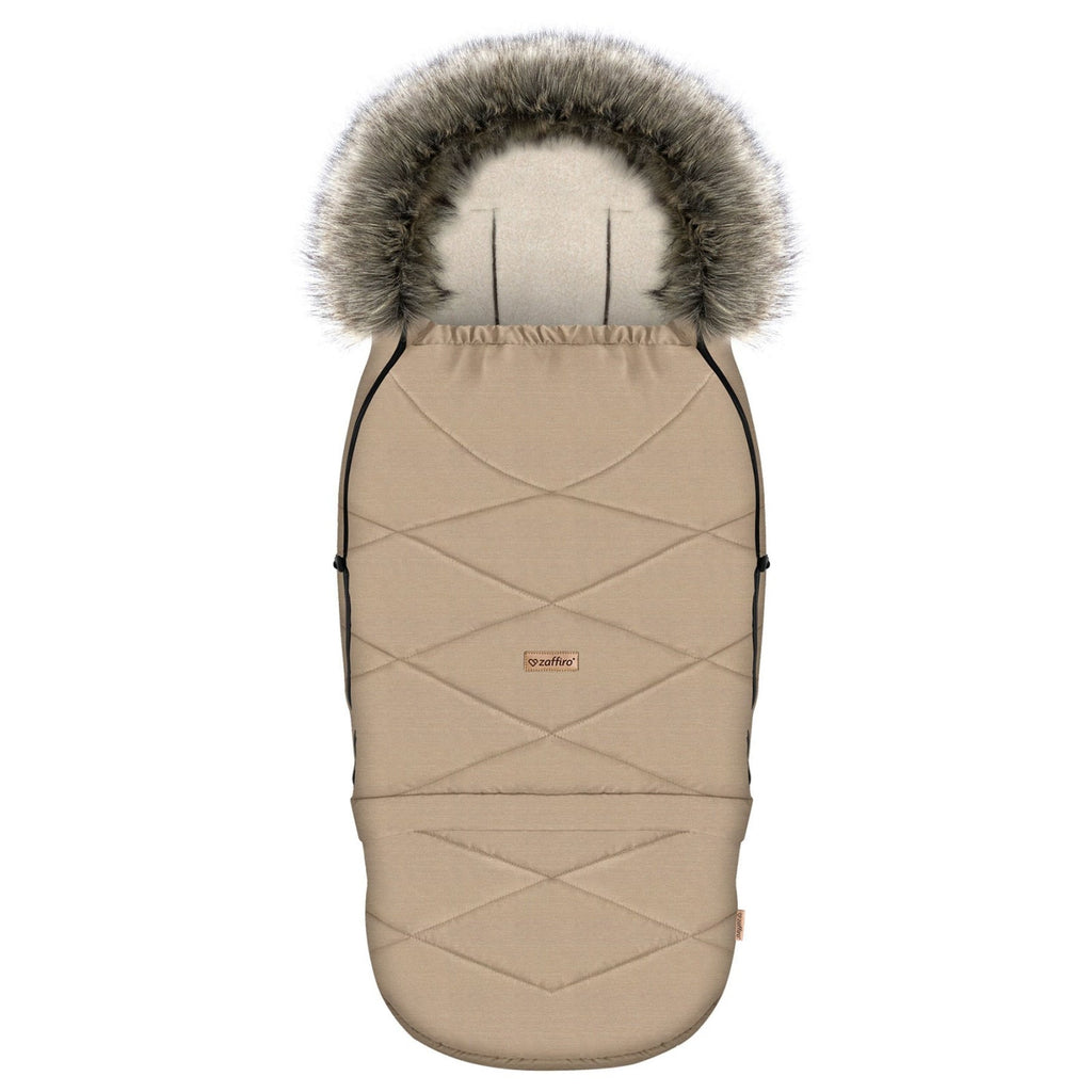 Fußsack GrowUP Scandi, Beige – Vorderansicht Kinderwagen