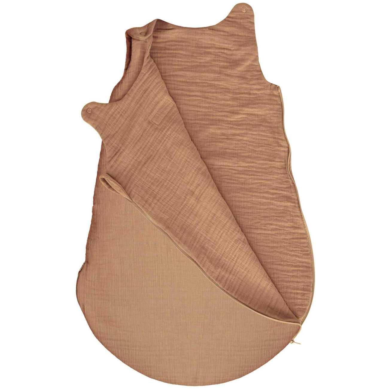 Musselin-Schlafsack Malaga 0,5 TOG, Toffee – Seitenansicht
