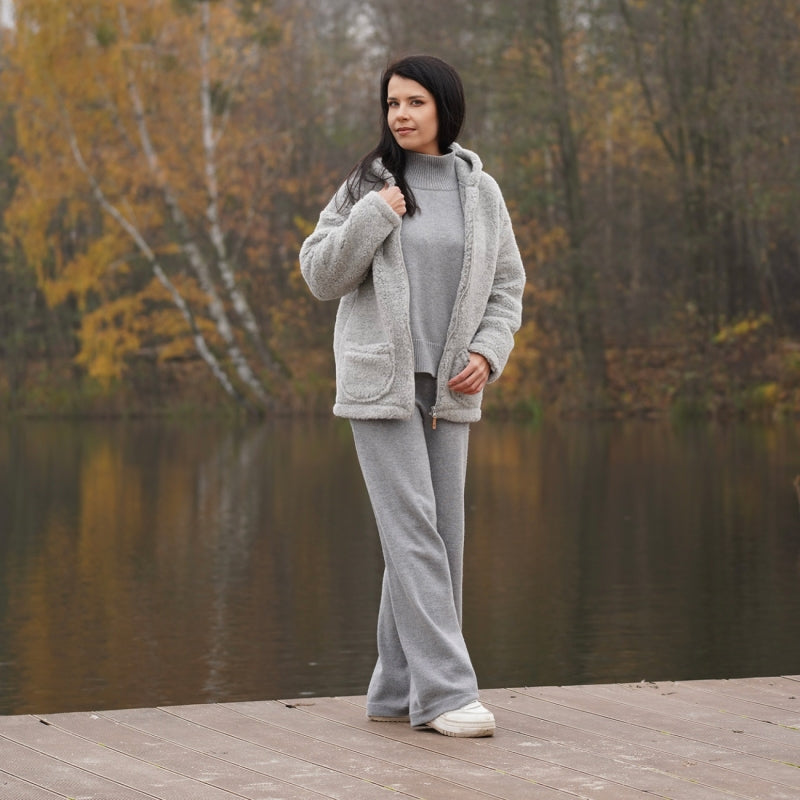 Wolljacke Zoya Nevada Grey – getragen