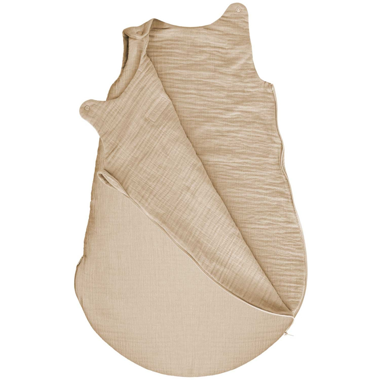 Musselin-Schlafsack Malaga 1,5 TOG, Beige – Rückenansicht