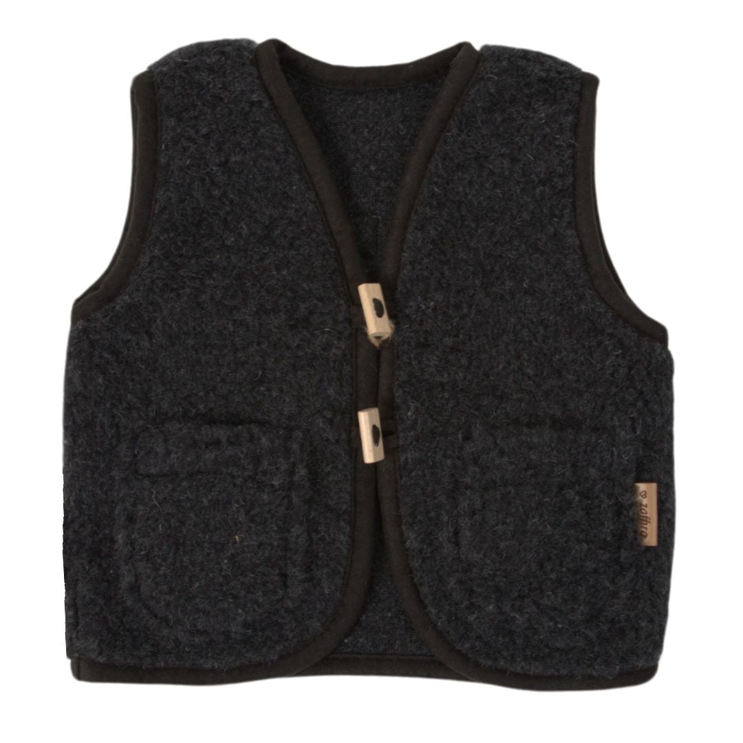 Kinder-Wollweste Nevada, Anthracite – Kinder Wollweste aus Merinowolle