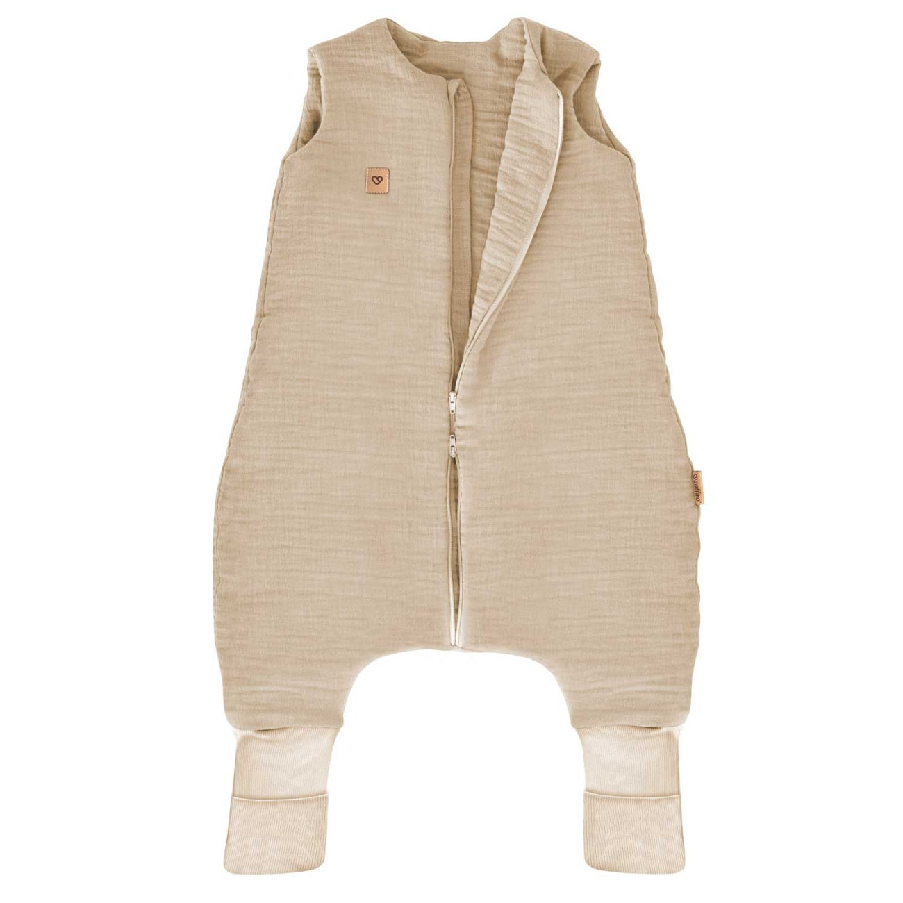 Musselin-Schlafsack Malaga mit Beinen 2,5 TOG, Beige – Seitenansicht