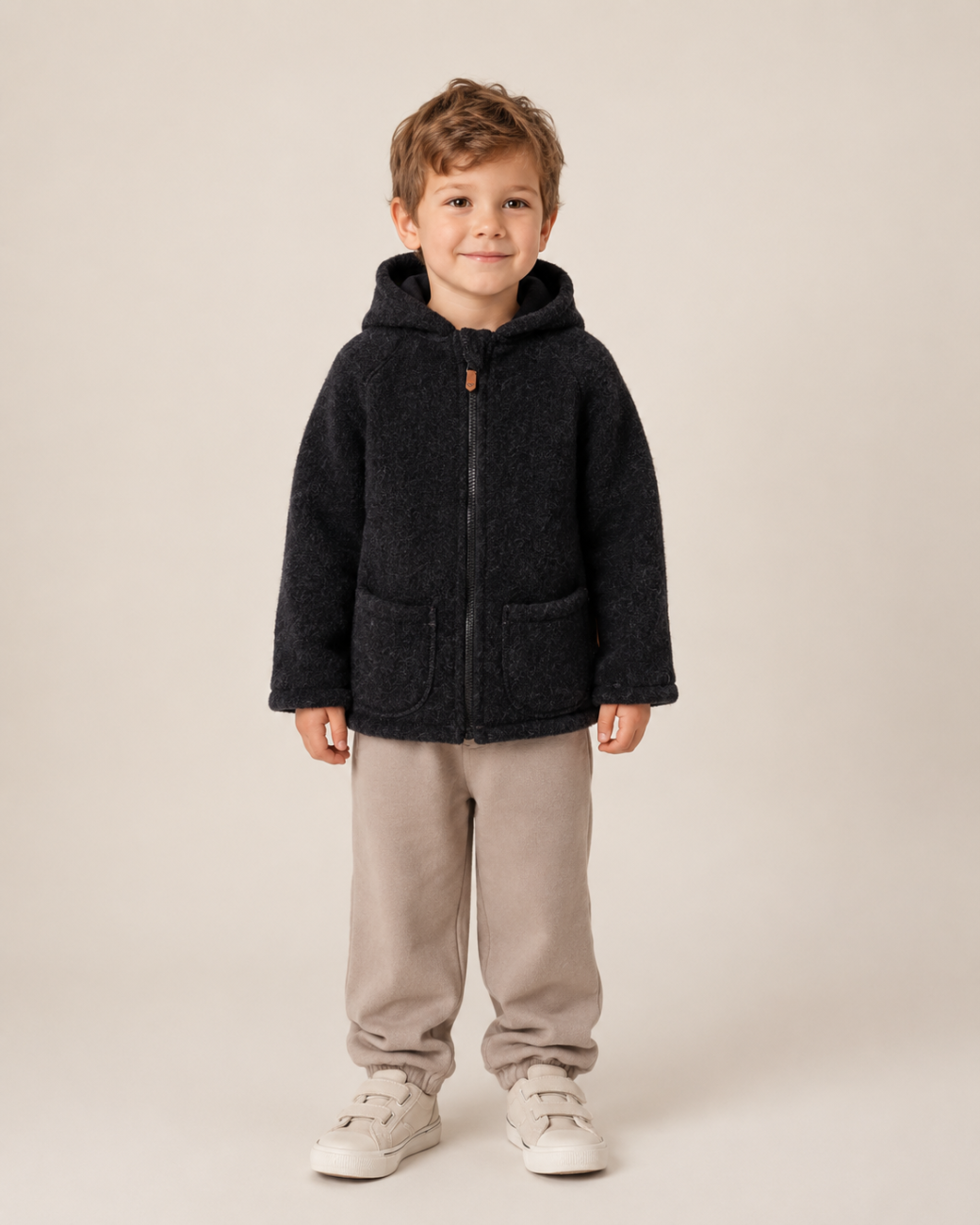 Kinder-Wolljacke Meri Sierra, Anthracite