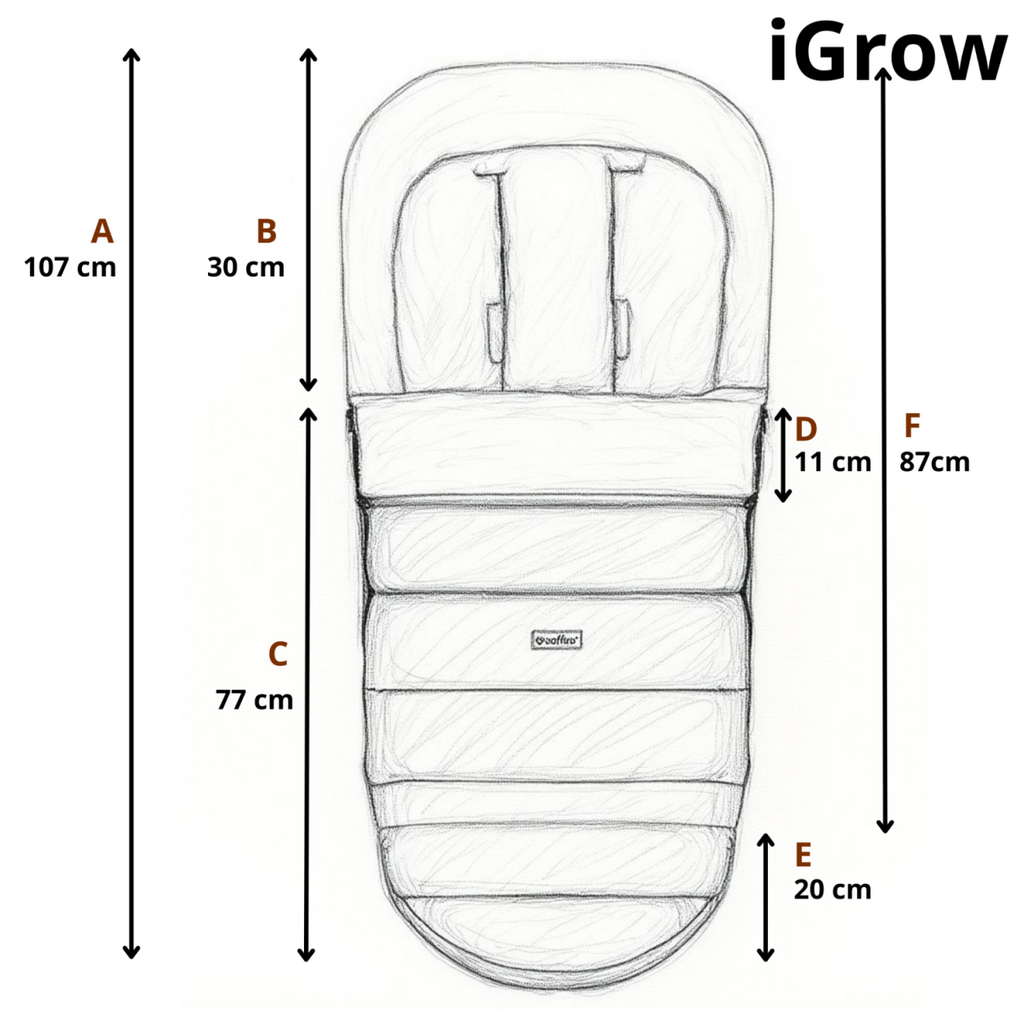 Fußsack iGrow Nordico, Black – Seitenansicht Kinderwagen