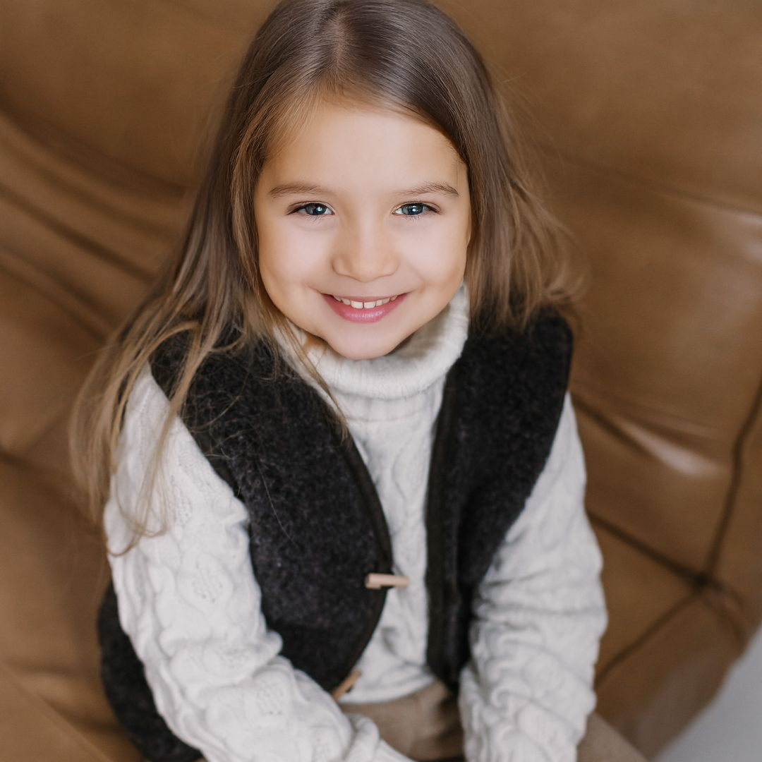 Kinder-Wollweste Nevada, Anthracite – Seitenansicht