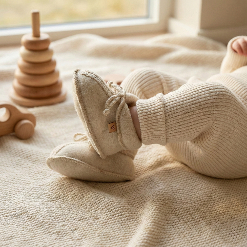 Wollschühchen Sierra, Beige – Seitenansicht