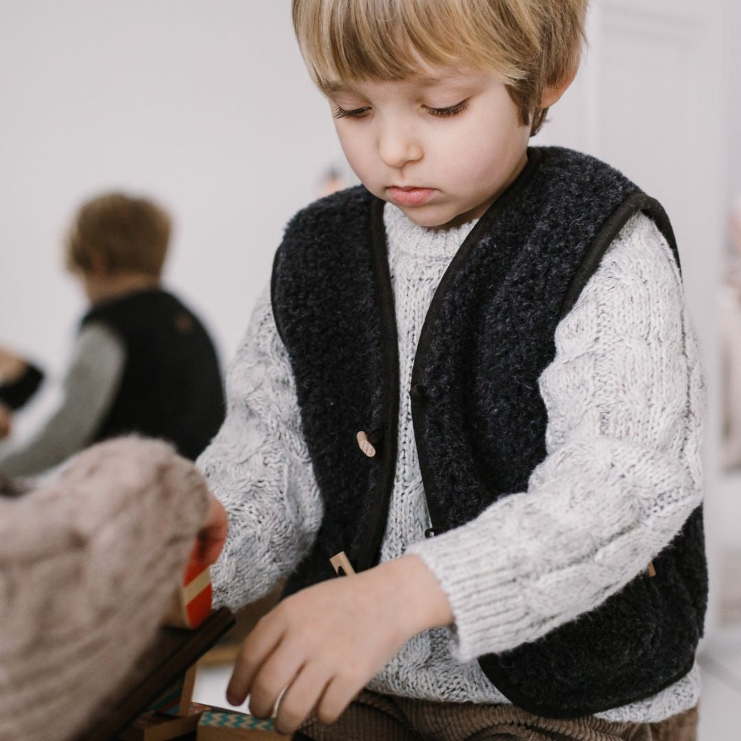 Kinder-Wollweste Nevada, Anthracite – Vorderansicht