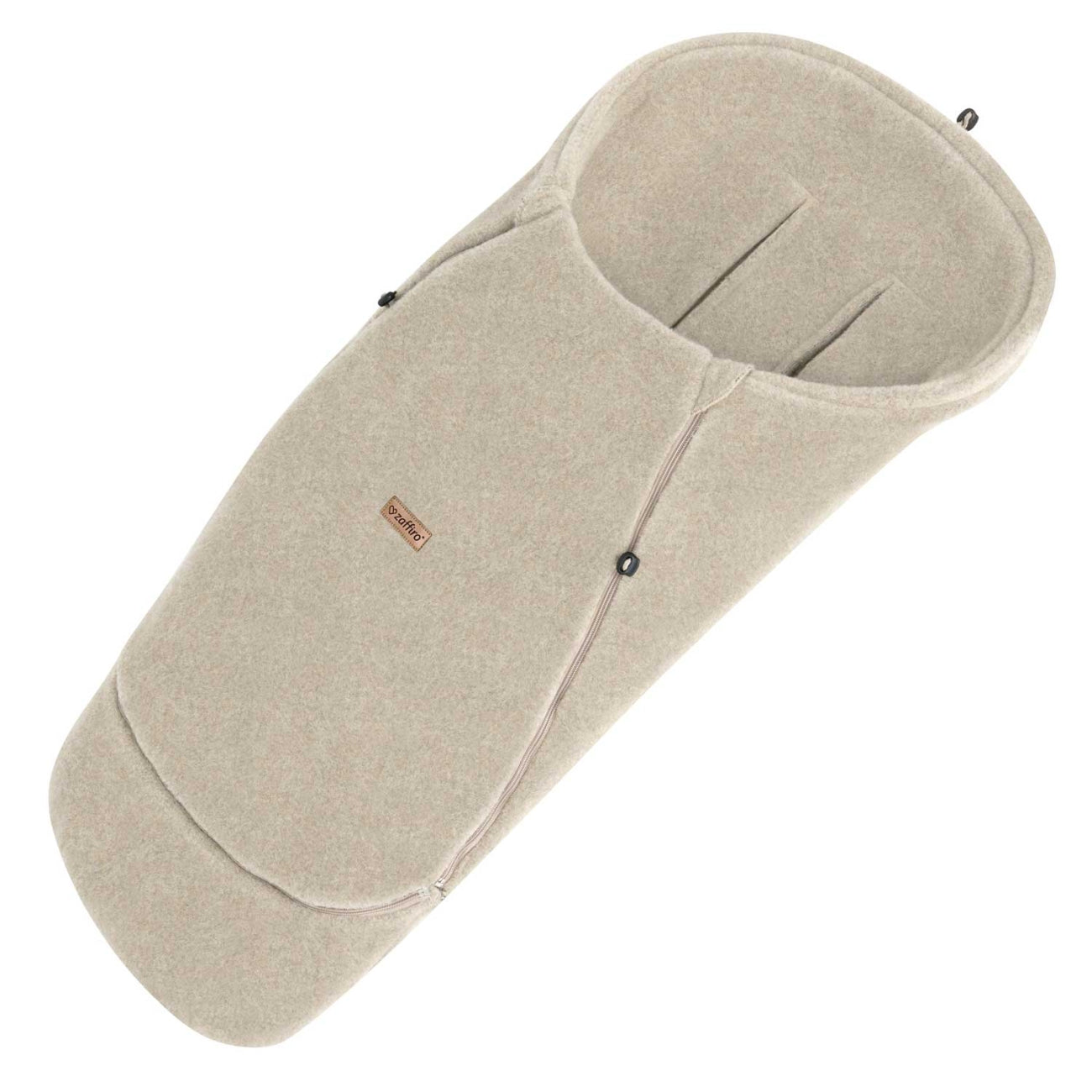 Wollfußsack Maxi Sierra, Beige – Rückenansicht